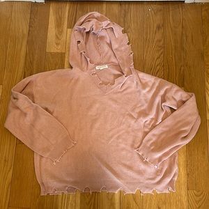 Honey Punch long sleeve w hood and distressed edges